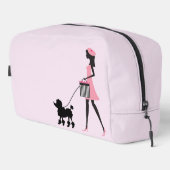 Trousse De Toilette Femme en rose marchant caniche noire (Coin droit)