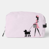 Trousse De Toilette Femme en rose marchant caniche noire (Verso)