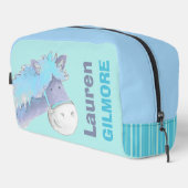 Trousse De Toilette Filles nom mignon poney aquarelle bleu aqua (Coin droit)