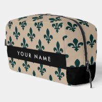 Fleur de Lis, Vert sur Beige, Royal, Votre Nom
