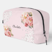 Trousse De Toilette Fleur rose dentelle blanche (Coin droit)