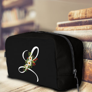 Trousse De Toilette Fleur rouge initiale de monogramme classique, cade