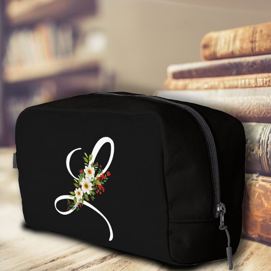 Trousse De Toilette Fleur rouge initiale de monogramme classique, cade