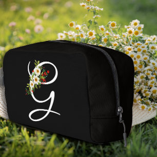 Trousse De Toilette Fleur rouge initiale de monogramme classique, cade