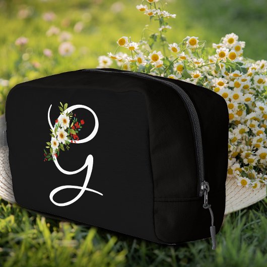 Trousse De Toilette Fleur rouge initiale de monogramme classique, cade
