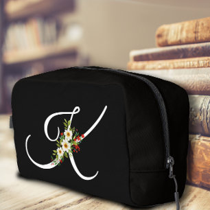 Trousse De Toilette Fleur rouge initiale de monogramme classique, cade