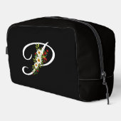 Trousse De Toilette Fleur rouge initiale de monogramme classique, cade (Coin droit)