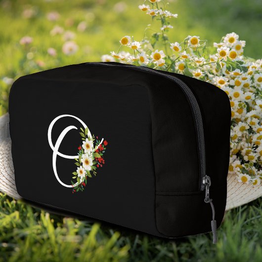 Trousse De Toilette Fleur rouge initiale de monogramme classique cadea