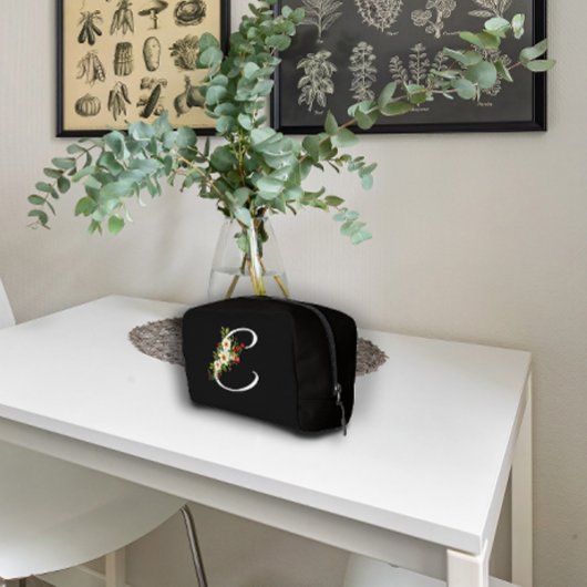 Trousse De Toilette Fleur rouge initiale de monogramme classique cadea