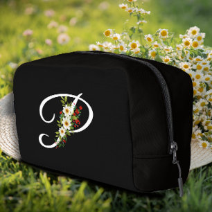 Trousse De Toilette Fleur rouge initiale de monogramme classique cadea