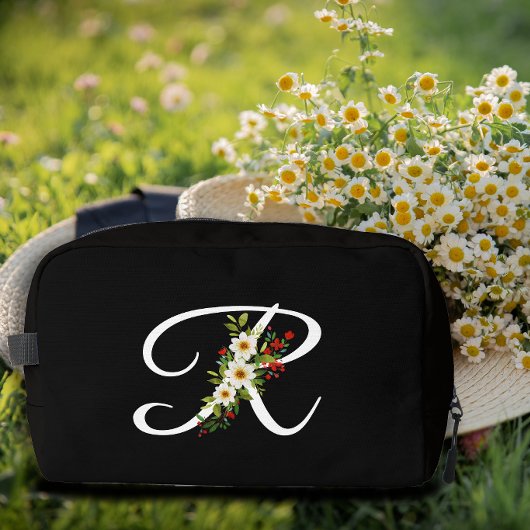 Trousse De Toilette Fleur rouge initiale de monogramme classique cadea