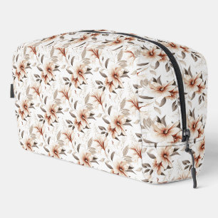 Trousse De Toilette Fleur sauvage aquarelle rose marron