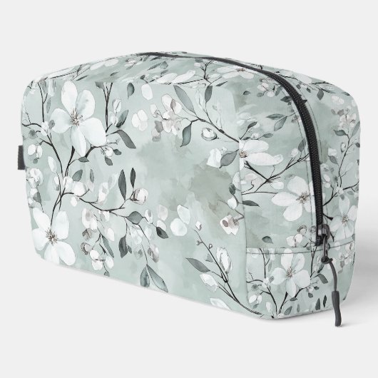 Trousse De Toilette Fleurs blanches gris chic (Coin droit)
