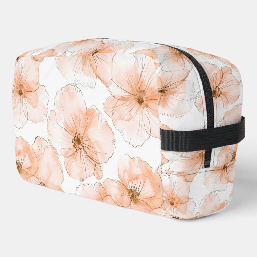 Trousse De Toilette Fleurs blanches orange pêche (Coin gauche)