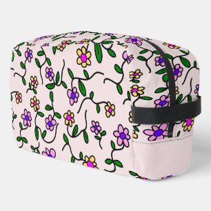 Trousse De Toilette Fleurs Colorées, Motif Floral, Feuillage, Boho