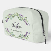 Trousse De Toilette Fleurs de lavande sauge nom vert monogramme (Coin droit)