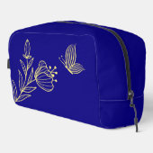 Trousse De Toilette Fleurs d'or simples bleu (Coin droit)
