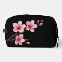 Fleurs florales de cerisier rose noir | Votre nom