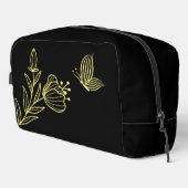 Trousse De Toilette Fleurs or simples noir (Coin droit)