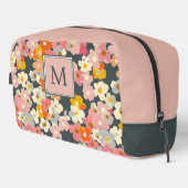Trousse De Toilette Fleurs rose à monogramme initial (Coin droit)