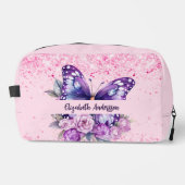 Trousse De Toilette Fleurs violettes roses papillon (Recto)