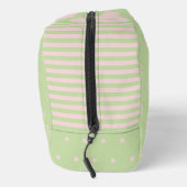 Trousse De Toilette Green Pink Stripe Bow Pattern Coquette Cosmetic (Droite)