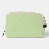 Trousse De Toilette Green Pink Stripe Bow Pattern Coquette Cosmetic (Verso)