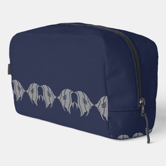 Trousse De Toilette Grey and Navy Blue Fish Design (Coin droit)