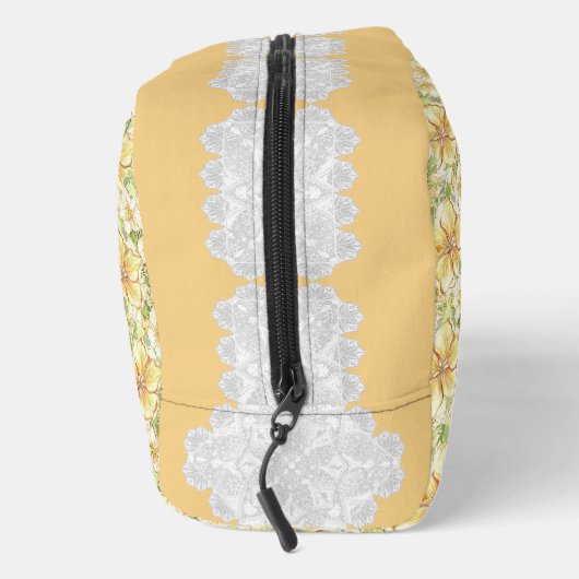 Trousse De Toilette Hibiscus & dentelle JAUNE (Droite)