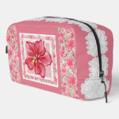 Trousse De Toilette Hibiscus & dentelle RED (Coin droit)