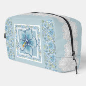 Trousse De Toilette Hibiscus & dentelle TURQUOISE (Coin droit)