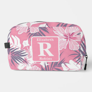 Trousse De Toilette Hibiscus rose tropical personnalisé Monogramme