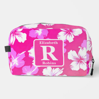 Trousse De Toilette Hibiscus rose tropical personnalisé Monogramme