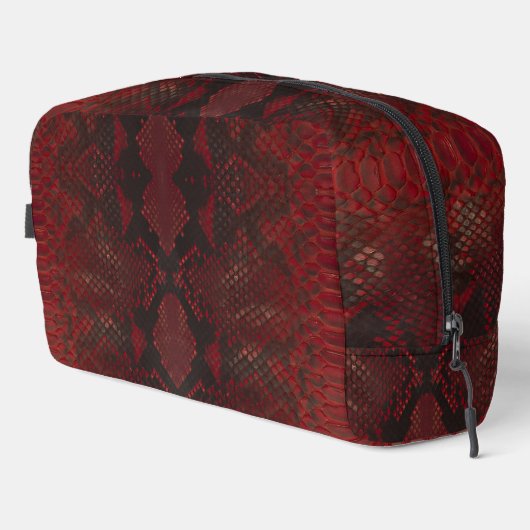 Trousse De Toilette Impression Python rouge et noir (Coin droit)