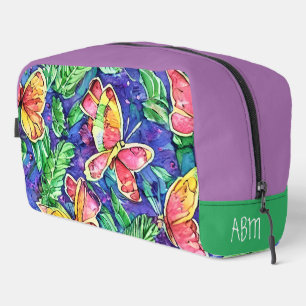 Trousse De Toilette Initiales jolies couleurs et papillons Aquarelle