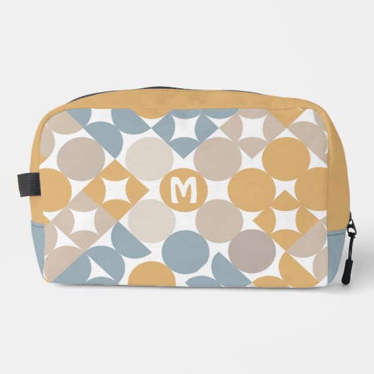 Trousse De Toilette Jaune Beige Brown Gris Milieu de siècle Cercles Mo (Recto)