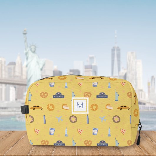 Trousse De Toilette Joli moutarde jaune New York Motif Monogramme