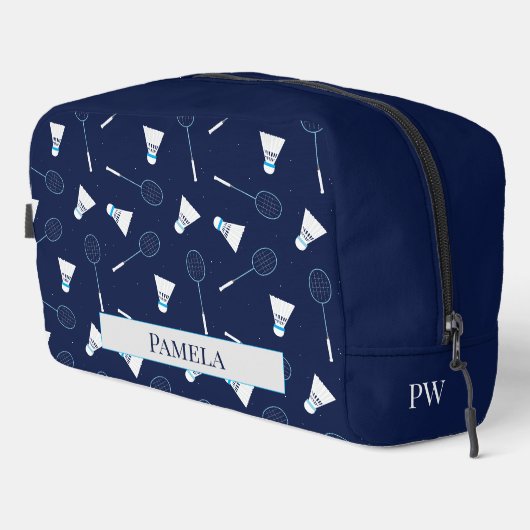 Trousse De Toilette Joueur de badminton Motif sportif monogramme (Coin droit)