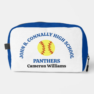 Trousse De Toilette Joueuse de softball au lycée personnalisée bleu