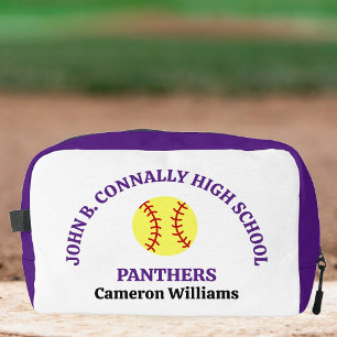 Trousse De Toilette Joueuse de softball au lycée violet Personnalisé