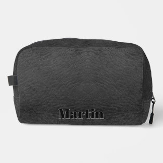Trousse De Toilette Kit Dopp en cuir noir Faux avec texte incorporé