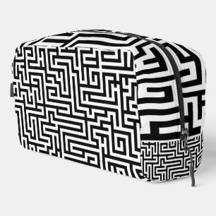 Trousse De Toilette Labyrinthe en noir et blanc