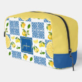 Trousse De Toilette Lemon Monogram Name French Country Tile Pattern (Coin droit)