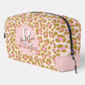 Trousse De Toilette Leopard Brown rose beige Personnalisé (Coin droit)