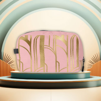 Trousse De Toilette Luxury Pink and Gold Art Deco Design Toiletry Bag