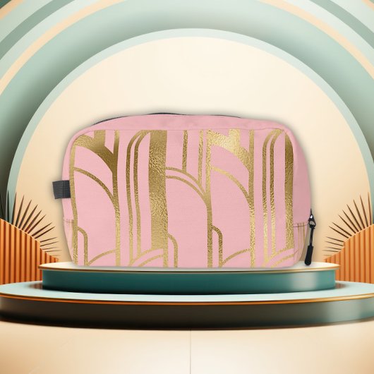 Trousse De Toilette Luxury Pink and Gold Art Deco Design Toiletry Bag