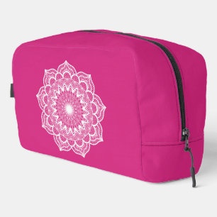 Trousse De Toilette Mandala blanc sur fond rose