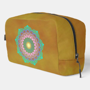 Trousse De Toilette Mandala Coloré sur Fond Doré