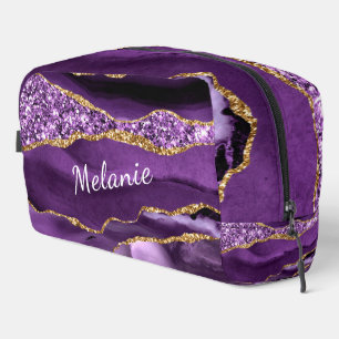 Trousse De Toilette Marbre d'or violet personnalisé Votre nom