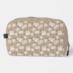 Trousse De Toilette Marguerites et Points - Taupe, Noir et Blanc